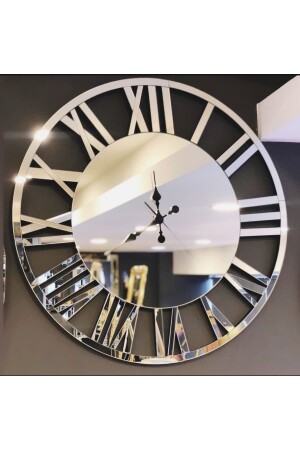 Dekoratif Büyük Boy Duvar Saati Aynalı Duvar Saati 60x60 cm XL - Nisanest