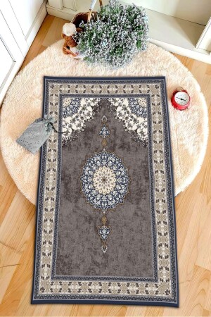 مكنسة المزخرفة الرقمية المطبوعة الأسود غير المنزلق قاعدة الصلاة المطبخ الصلاة 75x120 - Aymirahome