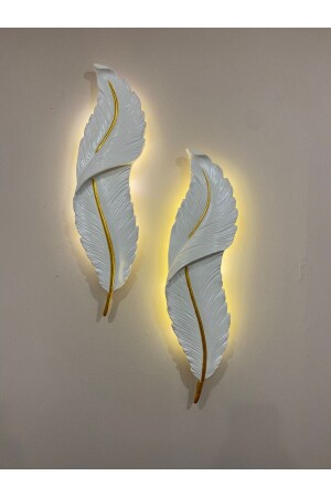 Dekoratif Tüy Şekilli Duvar Tipi Aplik - Modern Ledli Pilli- Duvar Dekoru- Hediyelik- (1 Adet ) - Mubu Home