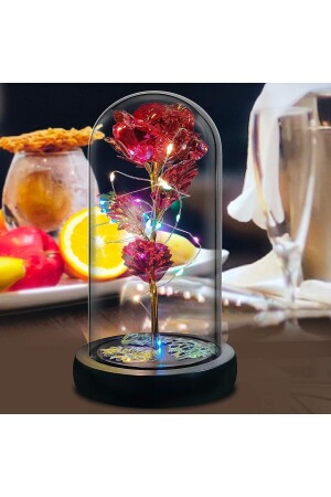 Dekorative beleuchtete Glocke – Geschenk – Rose in beleuchteter Glocke – dekorative ewige Rose – bunte Ewigkeitsrose - Selvica