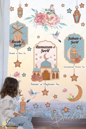Dekoratives Wand-Glasaufkleber-Set mit Ramadan- und 3-Monats-Motiv „Welcome Ramadan – Recep Şaban Month“ 30 x 120 - MSticker