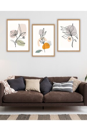 Dekoriertes MDF-Malerei-Set, 3-teilig, 3 mm – Blumen-Wanddekoration für Wohnzimmer, Wohnzimmer, Schlafzimmer - Kututr