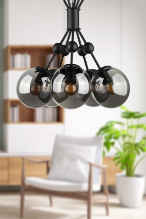 Delf 5. li Chandelier Black Smoked Glass BEG1151BEG05 - Begüsa