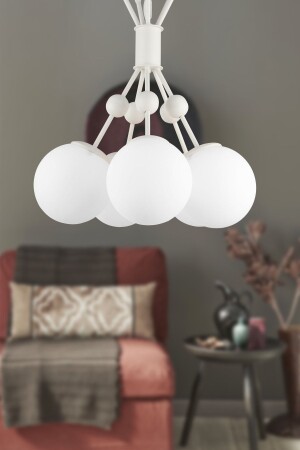 Delf 5. li Chandelier White White Glass BEG1151BEG05 - Begüsa