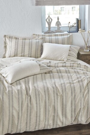 Delfin King Size Duvet Cover Set 100% Organic Cotton Linen Green 240x220 Cm NVRDLF240x220 - Ecocotton