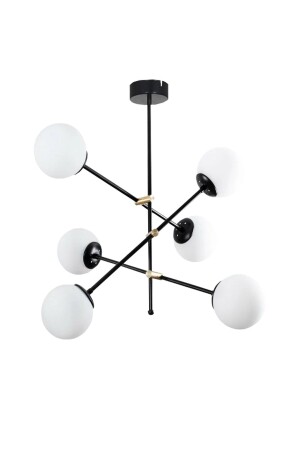 Delfina 6-Piece Black Antique Plafonier Luxury Chandelier-glass 3133 06 0104 01 01 - Taşcan Aydınlatma