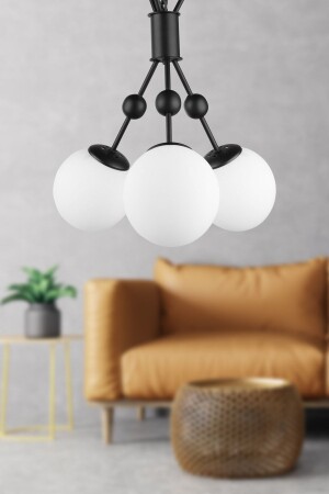 delph 3. Chandelier Black White Glass BEG1151BEG03 - Begüsa
