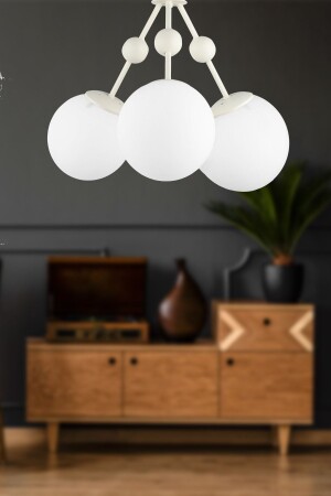 delph 3. Chandelier White White Glass BEG1151BEG03 - Begüsa