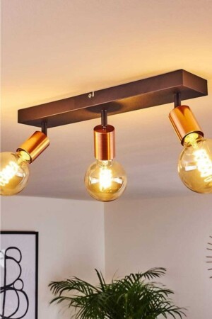 Delta 3'lü Siyah-bakır Tavan Avize DLT-BK-03 - BSA LIGHTING