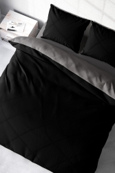 Deluxe Çift Taraflı Pamuk Ranforce Çift Kişilik Nevresim Takımı Siyah Gri monodeluxectcknt - Monohome