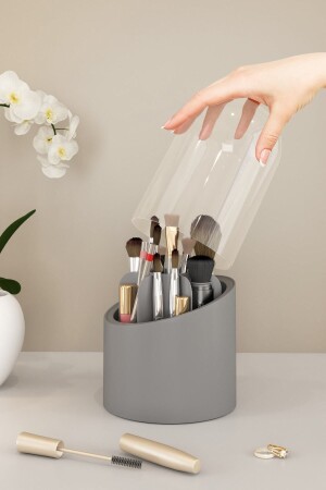 Deluxe Makyaj Fırçası Ve Kozmetik Düzenleyici Şeffaf Kapaklı Hijyenik Organizer - Pufwin Home