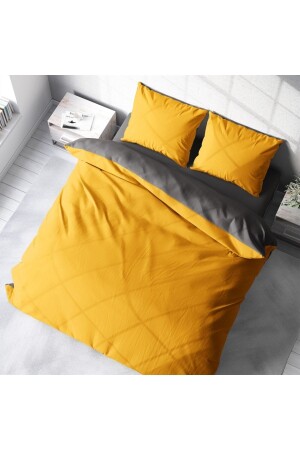 Deluxe Renforce Doppelbettbezug-Set, 100 % Baumwolle, Gelbgrau014533 0145532652 - Sheri Home