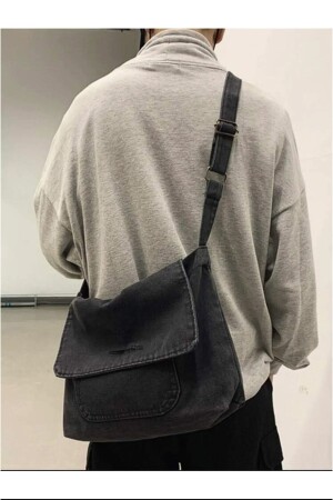 Denim Fabric Denim Gray Colored Messenger Bag Unisex Harajuku Bag Weywot935 - weywot