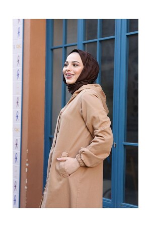 Denim Hooded Cap- Denim Topcoat/ ALMOND - Vellichor