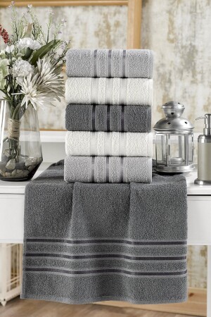 Dense Soft Border Anthracite Series 6-Piece Towel Set 50x85cm SEDO0000025 - Sedona