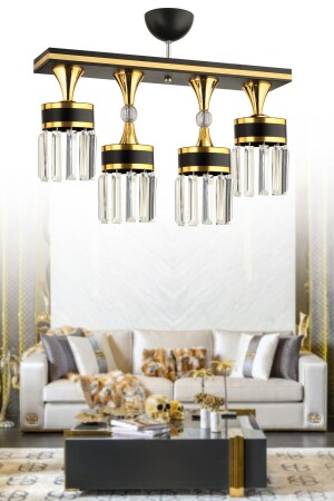 Deep 4-Plus Panel Black to Gold Crystal Stone Modern Lighting 4014 - KUZEY AYDINLATMA