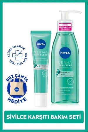 Derma Skin Clear Anti-Acne Facial Cleansing Gel 150ml and Night Cream 40ml, Cloth Bag Gift SET. NVE. 894 - NIVEA