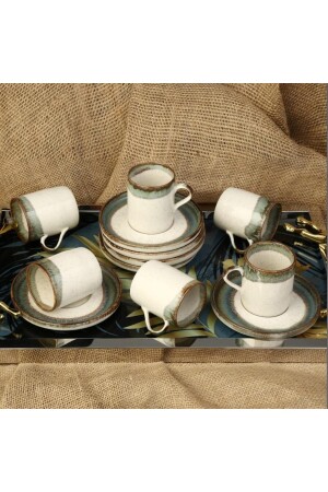 Derya Set of 6 Coffee Cups Green Mtfk. 0044 MTFK. 0044 - Vitale