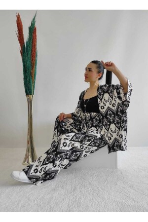 Desenli Ikili Kimono Takım ( Rahat Kalıp ) - İpli