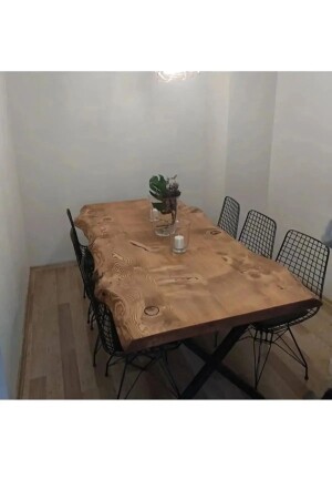 DESİGN Luxury Log Dining Table 100x200 Excluding Chairs - Hfay
