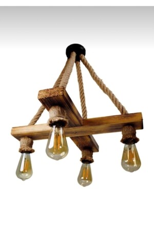 Design Wooden Rope Rustic Living Room Chandelier 4 Pieces HUMAAVZETS0009 - hü ma tasarım ve aksesuar