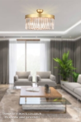 Desina 40'lık Kristal Taşlı Lüks Avize - (sarı-yaldız) PY-300-40 - Avizemoda
