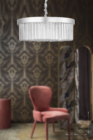 Desina 50' Crystal Stone Luxury Chandelier - (silver-gilt) PY-300-50 - Avizemoda