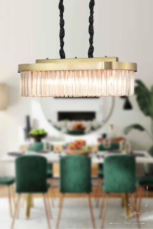 Desina 70x30 Crystal Stone Luxury Dining Table Chandelier - (Tumbled Finish) PY-300-YM - Avizemoda