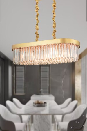 Desina 70x30 Crystal Stone Luxury Dining Table Chandelier - (yellow-gilt) PY-300-YM - Avizemoda