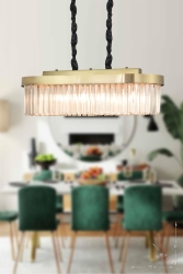 Desina 70x30'luk Kristal Taşlı Lüks Yemek Masası Üstü Avize - (eskitme Kaplama) PY-300-YM - Avizemoda