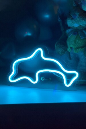 Desktop Small Dolphin Shaped Neon LED Light Table for Children's Room 20 X 12 Cm TBM-1331 - vinyuup
