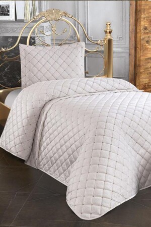 Dessert Velvet Single Bedspread Cream CD446006 - Çeyiz Diyarı