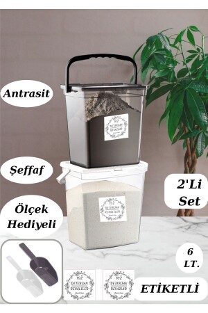 Detergent Box 2 Colors and Whites 6 Liters Flour and Food Container 6 Lt (SMOKED-TRANSPARENT) Detergent Dispenser Alamut235 - Alamut Home