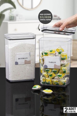 Detergent-tablet 2 Vacuum Rectangular 3. 1 Lt Storage Container DTJ-TBL-245-2 - Okyanus Home