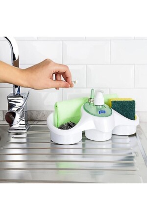 Detergent Tank Sponge Dispenser Kitchen Detergent Dispenser Sponge Dispenser Holder with Ring Holder RLT1408S401 - RELATOS