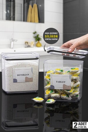 Deterjan-tablet 2 Adet Vakumlu Dikdörtgen 2.1 Lt Saklama Kabı DTJ-TBL-244-2 - Okyanus Home