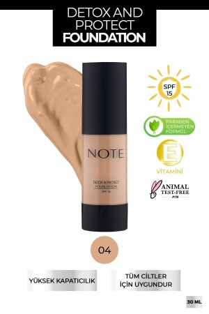 Detox & Protect Revitalizing Effect SPF 15 Concealer Foundation 04 Sand - Note Cosmetics
