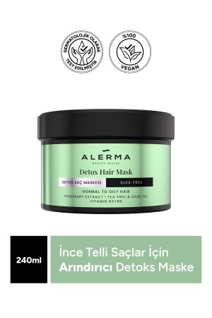Detox Sulfatfreie Haarmaske für feines und fettiges Haar 240 ml - Alerma