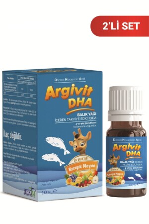 Dha 10 مل مكمل غذائي مع زيت السمك المتساقط 2 عبوة - نكهة الفواكه المختلطة - Argivit