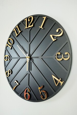 - Diagonal Lines - Black & Gold - 50cm Wall Clock 012022DL - Blackframe
