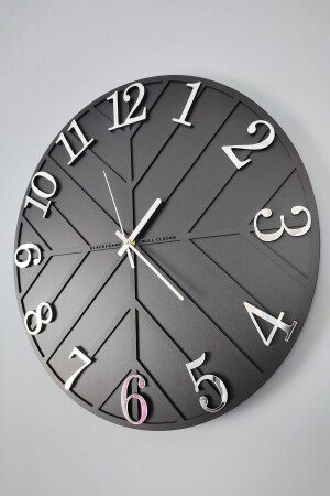 - Diagonal Lines - Black & Silver - 50cm Wall Clock - Blackframe