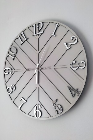 - Diagonal Lines - Light Gray & Silver - 50cm Wall Clock - Blackframe