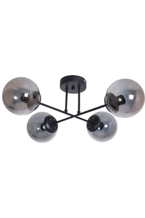 Diagonal Modern Design Black Color Smoked Glass Living Room - Kitchen - Bedroom 4-Piece Chandelier CPRZ32 - Fer Avize