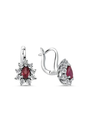 Diamant-Rubin-Ohrringe - Assos Pırlanta