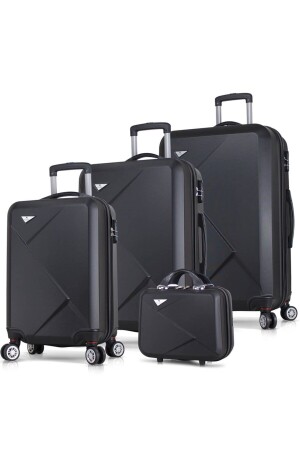 Diamond Abs Cabin Medium Large and Vanity Size Black 4-Piece Travel Suitcase Set - My Valice