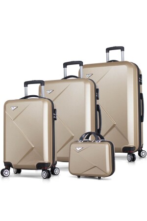 Diamond Abs Kabin Orta Büyük Ve Makyaj Boy Gold 4'lü Travel Valiz Seti MV8237 - My Valice