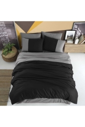 Diamond Black - Anthracite - Poplin Single Duvet Cover Set UN010005520000000000N0284 - Hobby