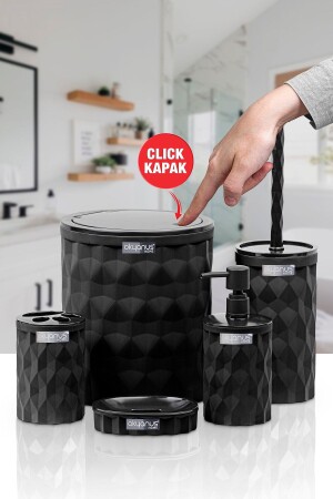 Diamond Black Click Cover 5-teiliges Badezimmer-Set OKY-467-S - Okyanus Home