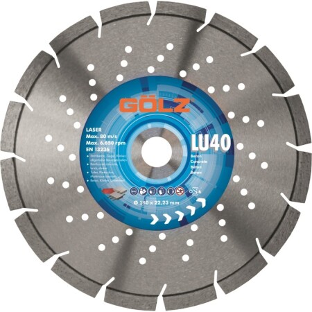 Diamond blade for concrete GOLZ LU40 180x22.2mm - Golz