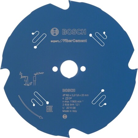 Diamond cutting disc for cement BOSCH 160x20x2.2/1.6mm Z4 - Bosch Accessories